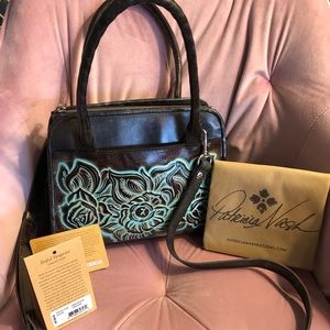 Patricia Nash Paris Satchel in Tooled Turquoise.
